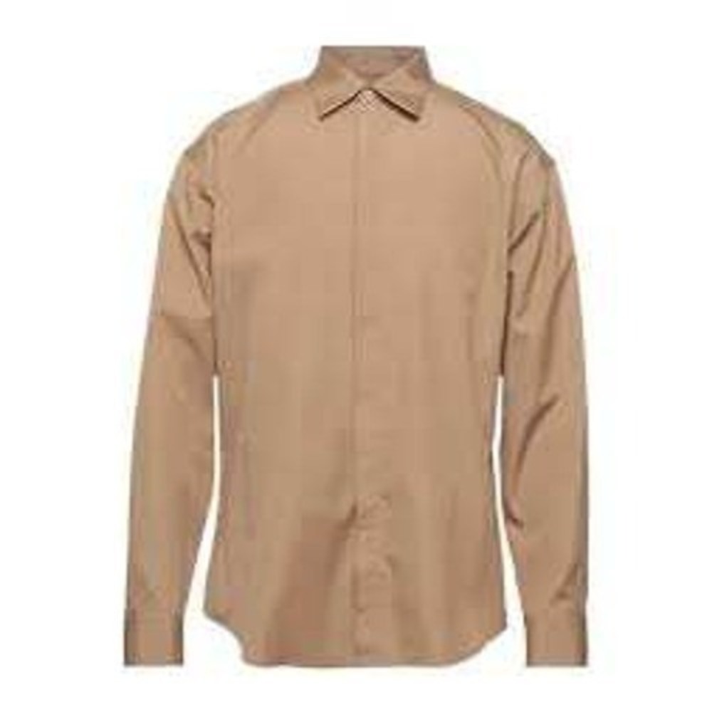 NWT DSquared2 Mens Long Sleeve Button Down Shirt Beige Concealed Butttons Sz 46